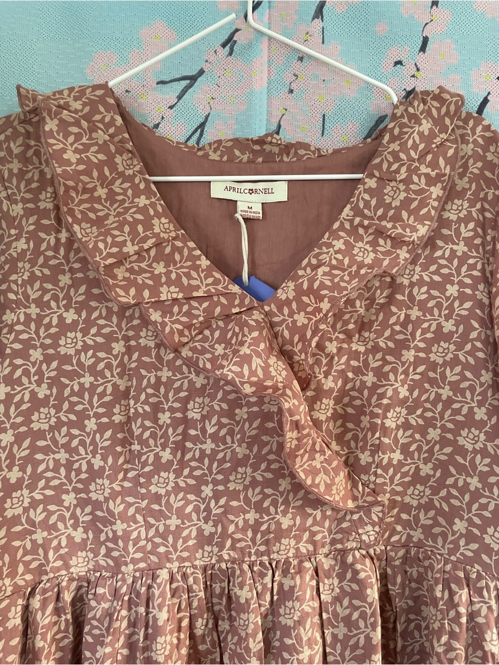April Cornell Dusty Rose Floral Ruffle Midi Dress - Picture 3 of 5
